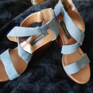 Nbw Denim wedge heels (never been worn)